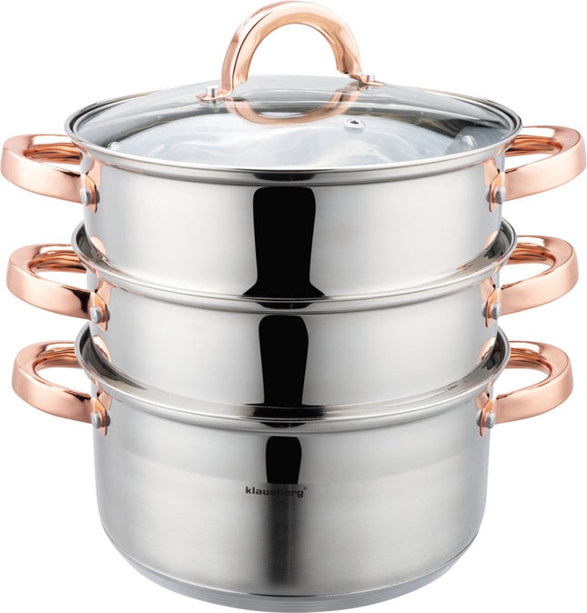 Klausberg 7732 - steamer pot - 4-piece - 22 cm - stainless steel - all heat sources