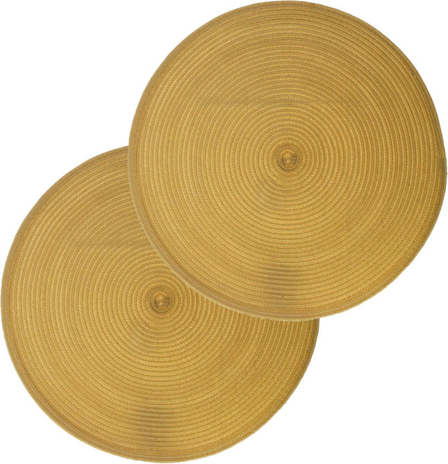Secret de Gourmet round placemat - Set of 8 pieces - yellow - woven plastic - Dia 38 cm - Placemats