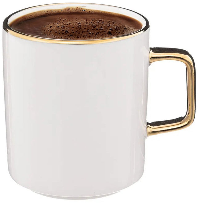 Mugs Athena Secret de Gourmet - 6 pièces - Céramique - blanc / or - 350 ml - 8 x 9 cm