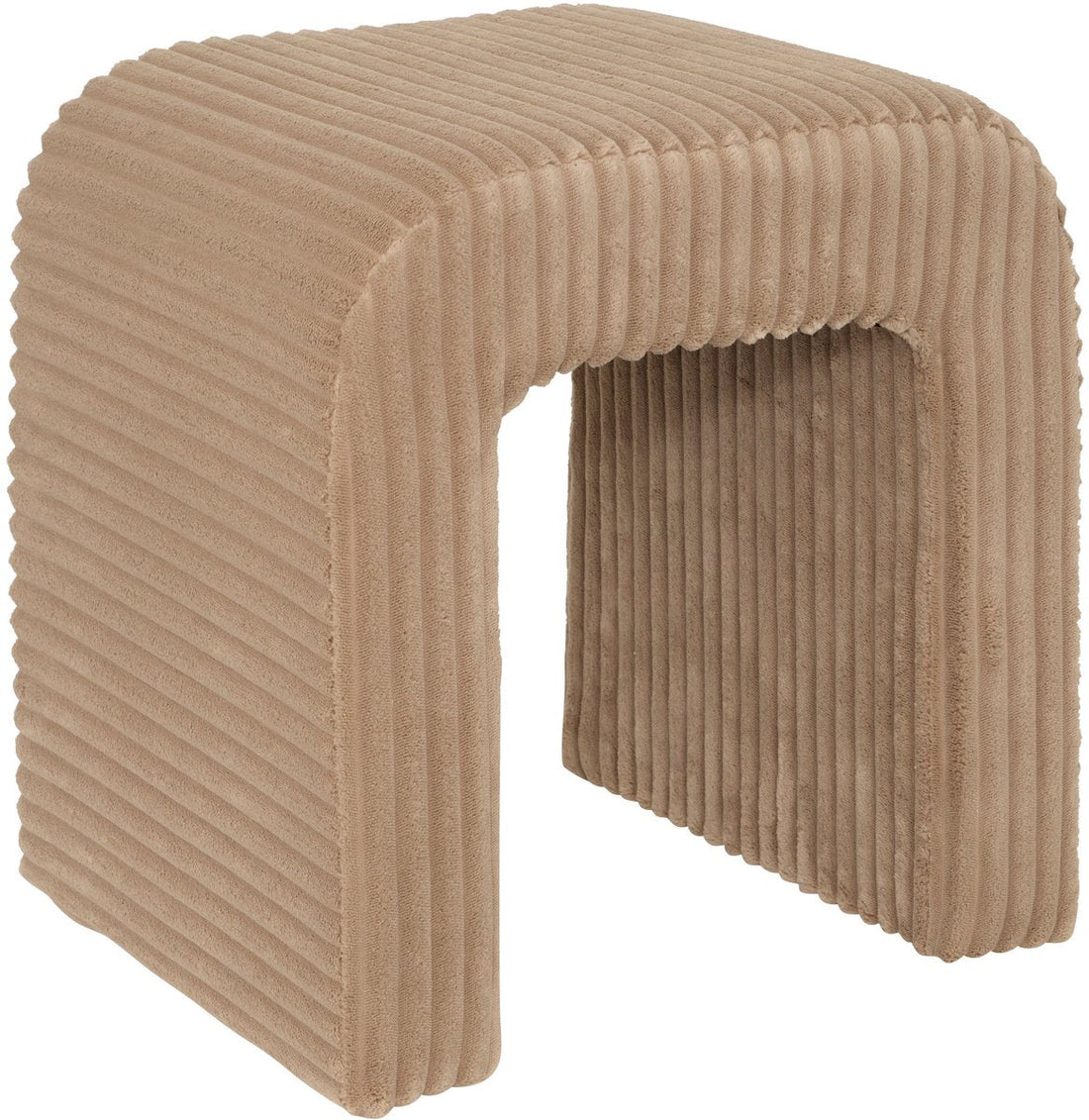 Atmosphera Sevi Pouffe - Corduroy - 41 x 36 x 43 cm - Beige