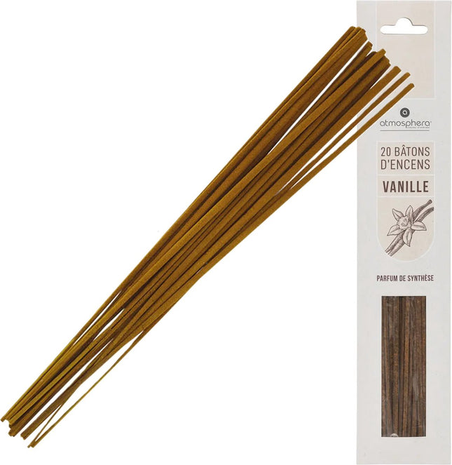 Atmosphera Wierook stokjes in vanille geur - voordeelpak - 20x stokjes - 25 cm - Comfort gevoel