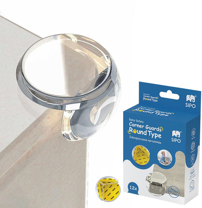 SIPO Corner Guards - 12-Piece Set Transparent Furniture Protection - For Bumps and Falls - SBS-EC51 - Table Protection - Baby and Child Safety