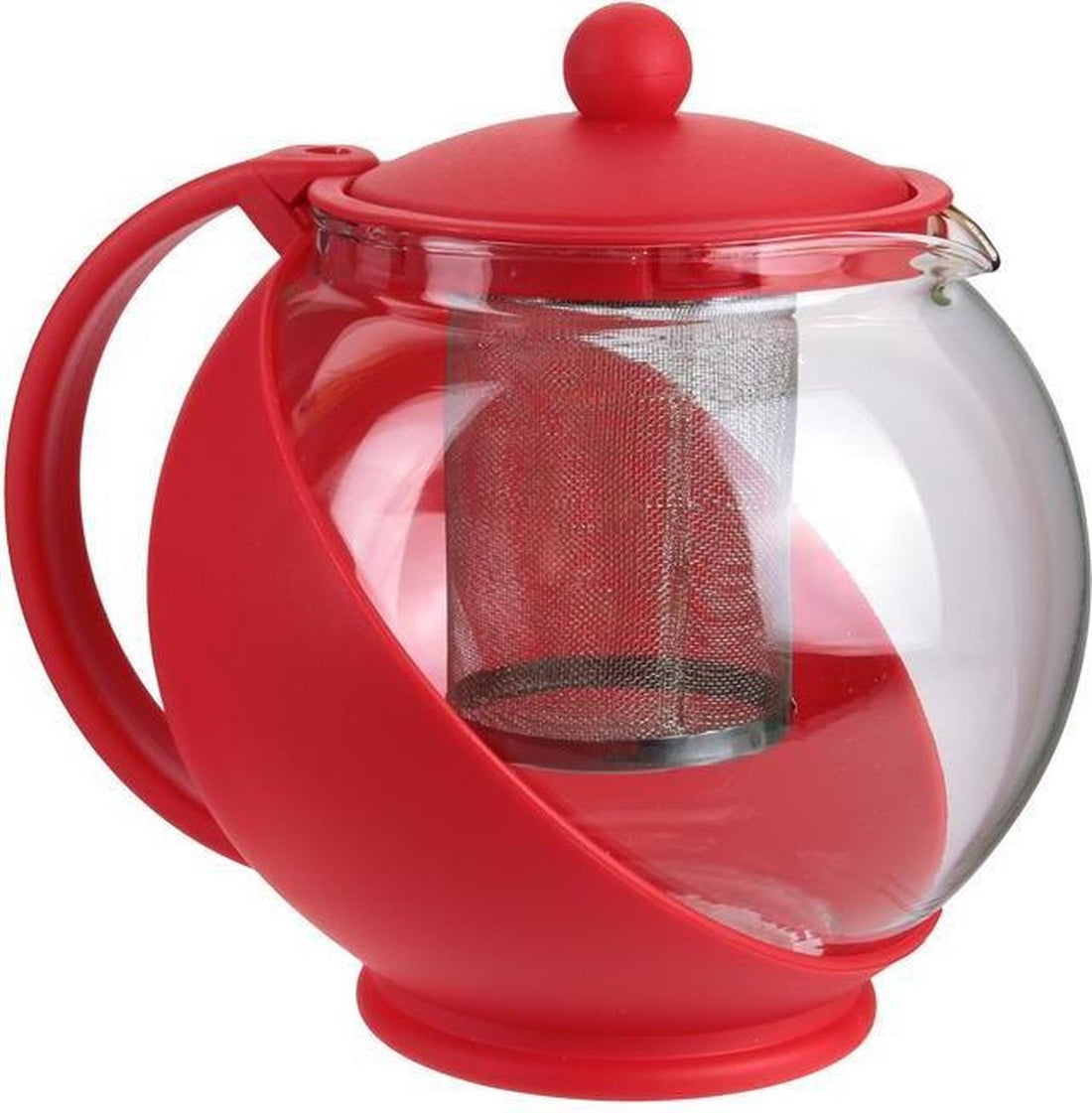 SAVEUR ET DÉGUSTATION - Théière avec filtre - Théière en verre - Théière avec filtre en inox - 1 L - Rouge
