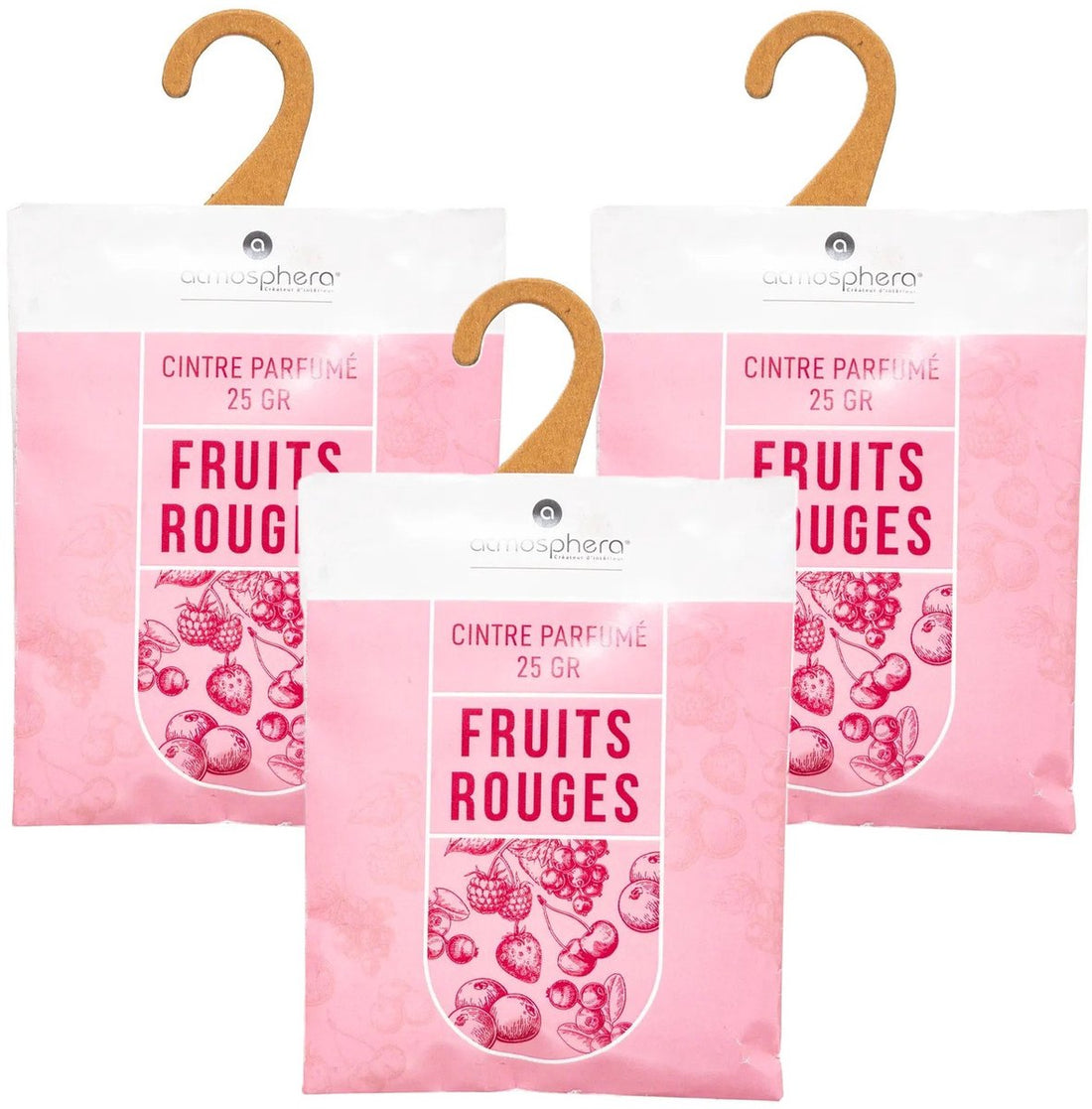 Sachets parfumés Atmosphera Fruits Rouges - 6x - avec crochet de suspension - cartes parfumées / désodorisant