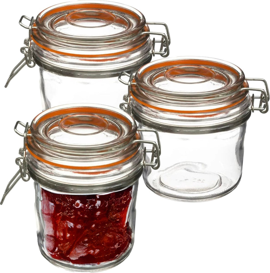 Secret de Gourmet Inmaakpot / voorraadpot - 3x stuks - 330 ml - glas met beugelsluiting - weckpot