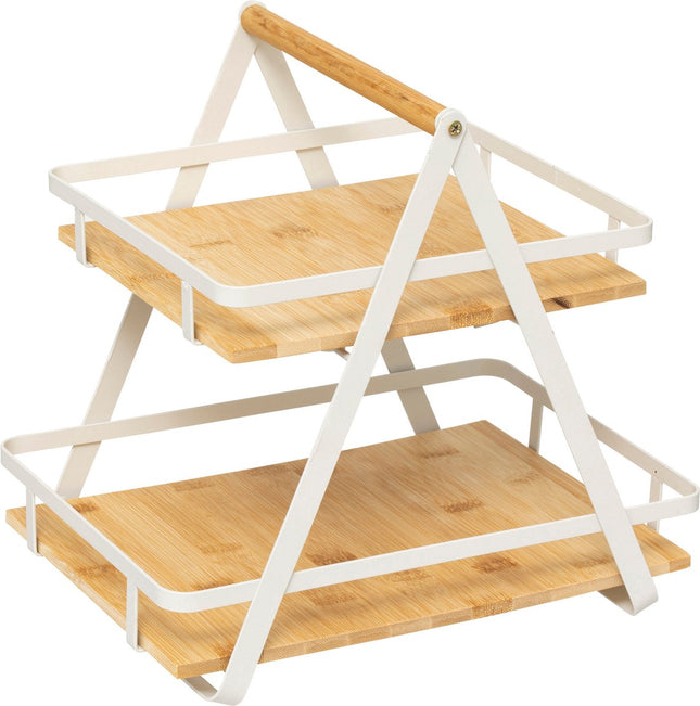 5Five Ordera opbergrekje met 2 niveaus – bamboe en staal, zwart/beige