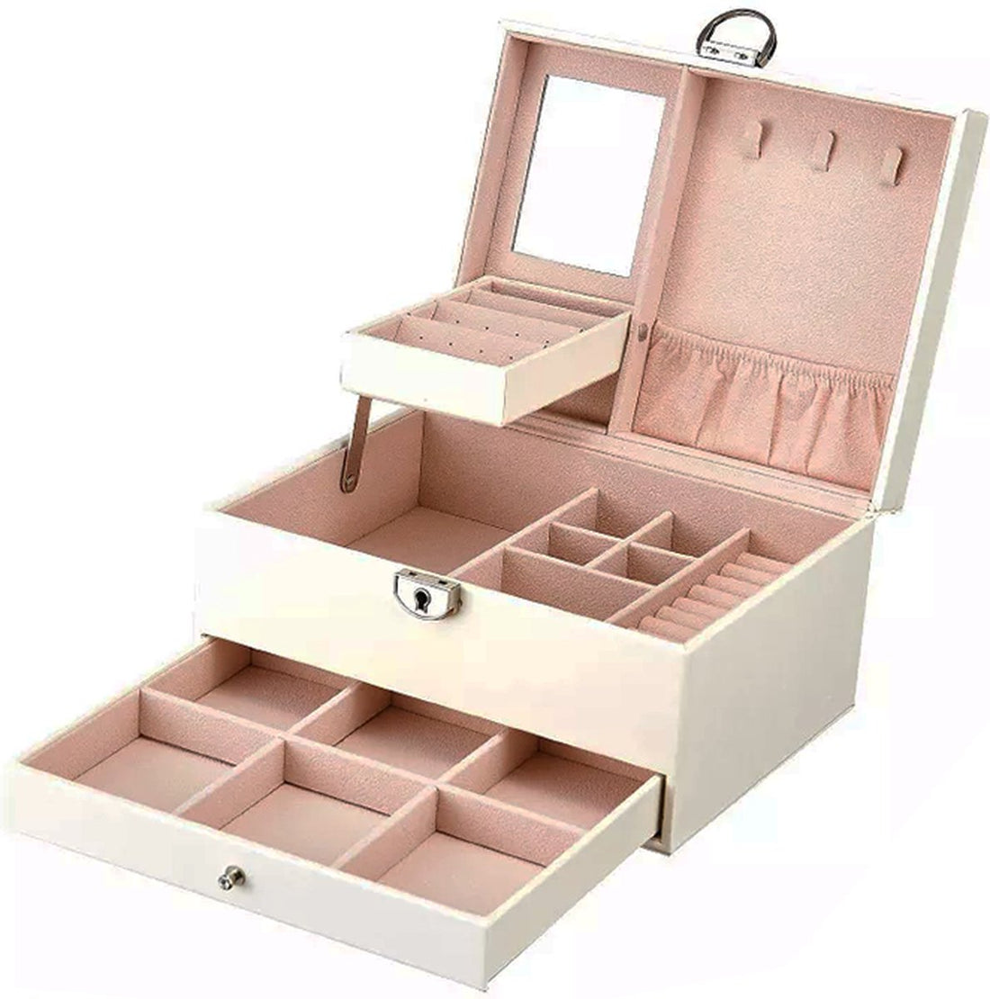 Jewelry Organizer with Mirror - Luxury Storage Box