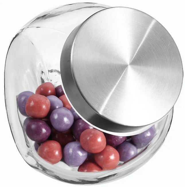 Snoeppot / voorraadpot glas met RVS deksel - 650 ml - Voorraadpotten met luchtdichte sluiting