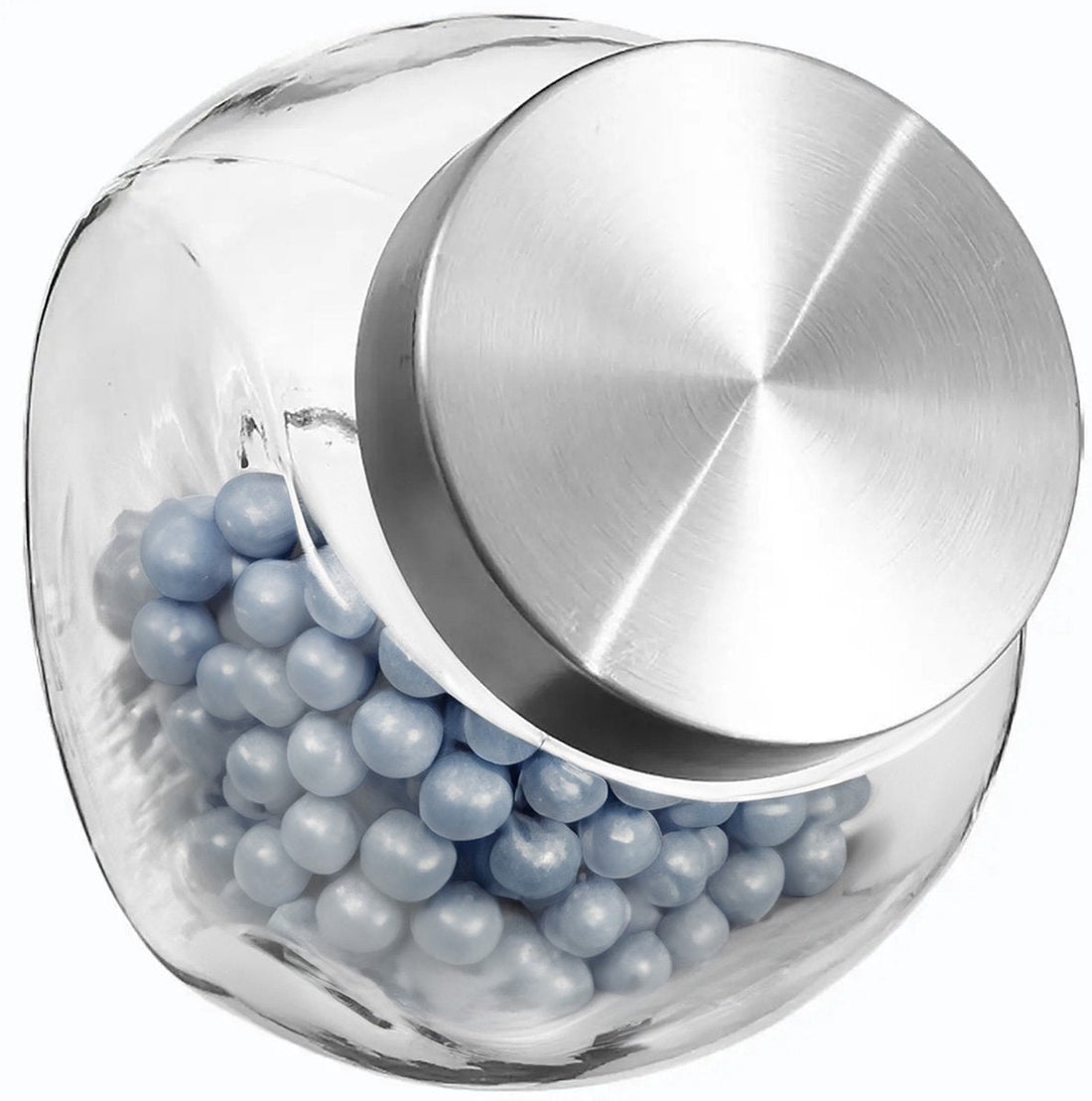 5Five Storage jar with stainless steel lid - 2x - 1.5L - glass - candy jar - food storage - airtight seal