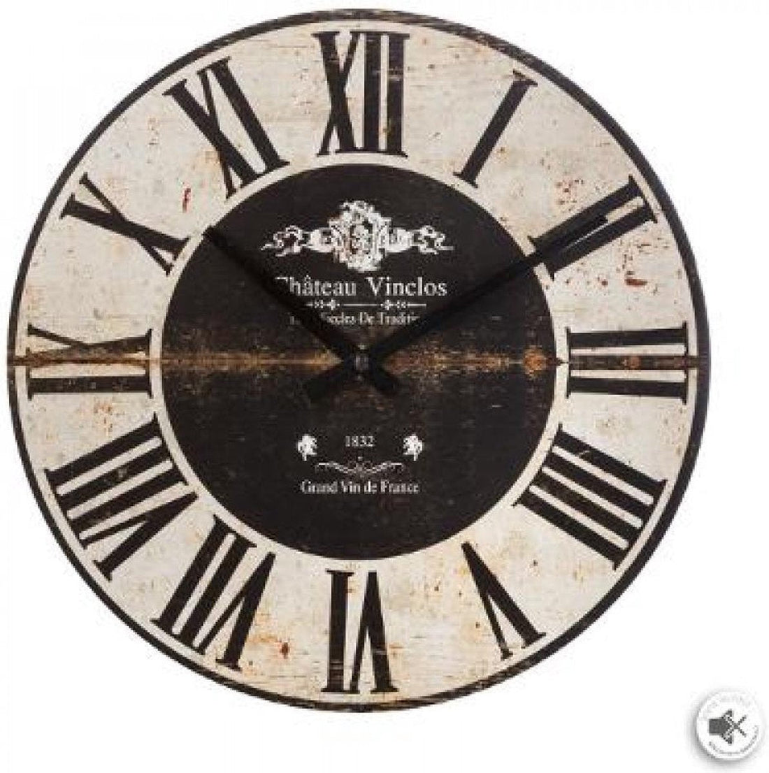 Authentic clock - Diameter 28.8 cm - Silent movement - Brown with classic background