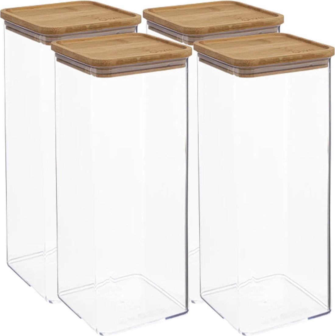 5Five - Kitchen storage jar - Berlino - 4x - plastic/bamboo - 2000 ml