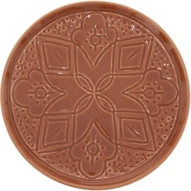 Set van 4 dessertborden terracotta – aardewerk bordjes met bloemen, Ø 20 cm