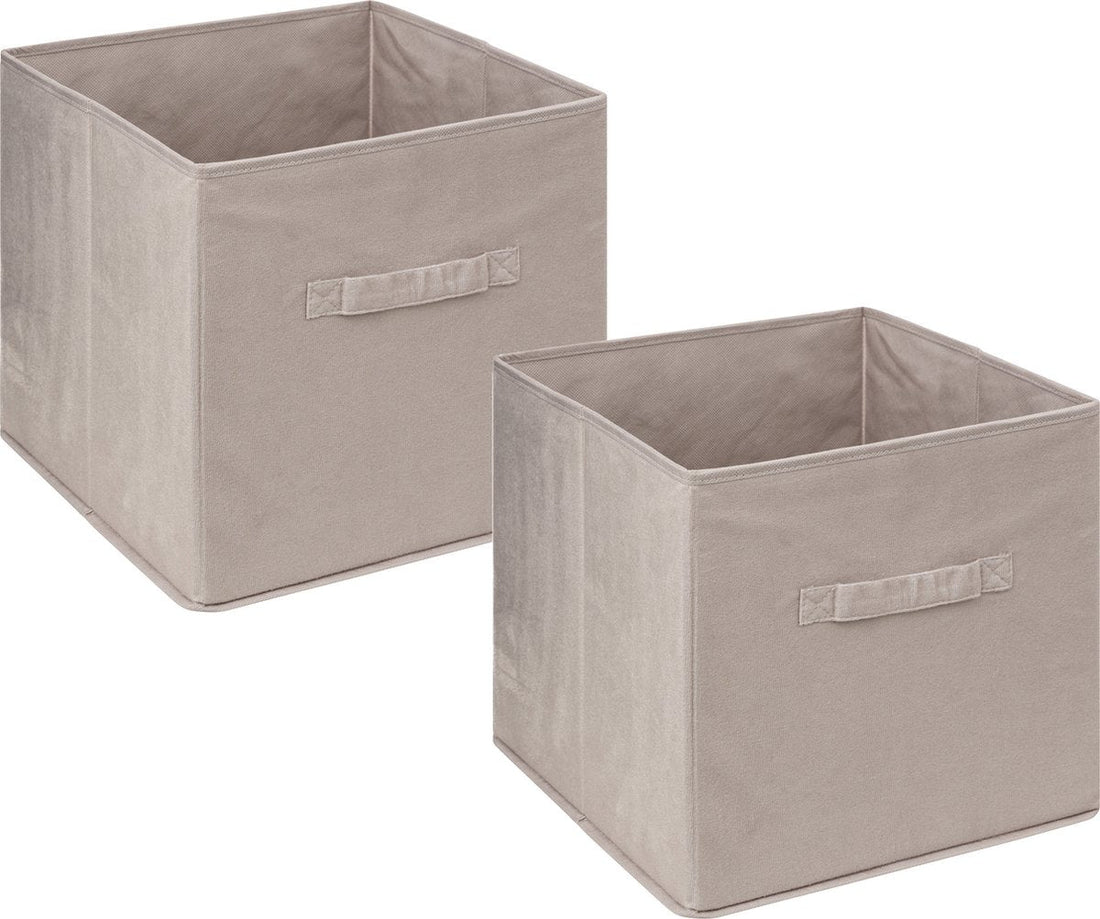 5Five Panier de rangement/panier de placard - Lot de 4 - Beige - 31 x 31 x 31 cm - 29 litres - Paniers de rangement pour étagères - Tissu avec fond renforcé - Pliable