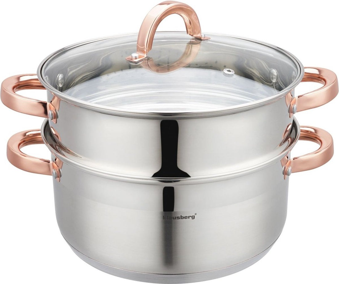 Klausberg 7734 stoompan RVS – 3-delig, Ø 24 cm, 5 liter, alle warmtebronnen