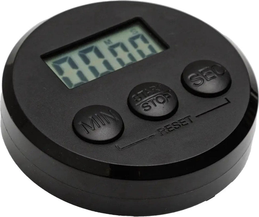 5Five Minuteur/minuteur à œufs numérique Clockwise - noir - plastique - D8 cm - compte à rebours en minutes