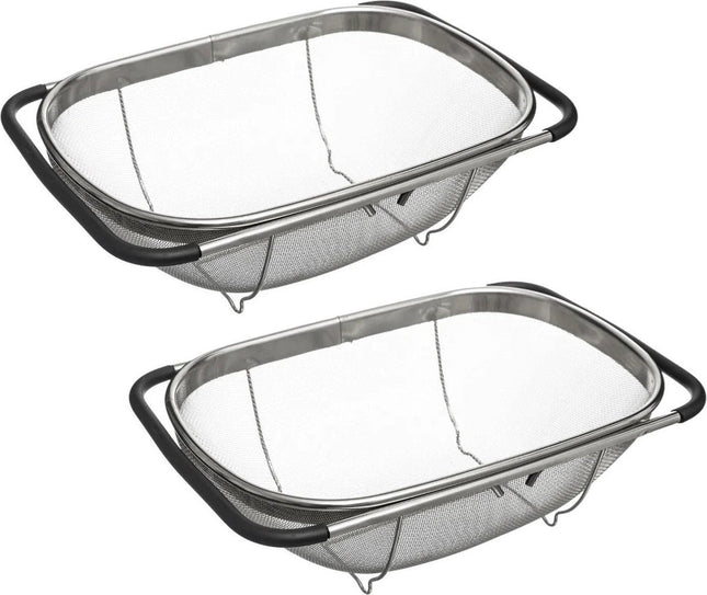 Spülensieb - 2er-Set - silber - 36,5 bis 54,5 x 23 cm - Edelstahl - ausziehbar - Sieb - Küchenseiher