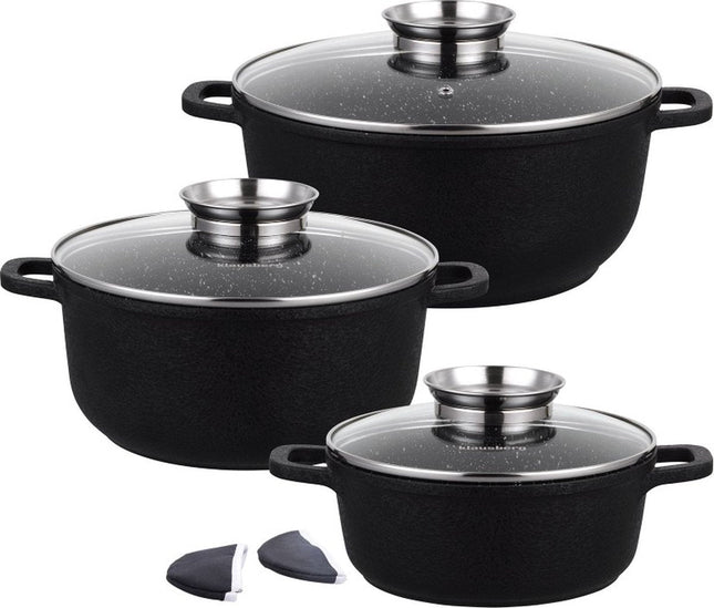 Klausberg 7359 pannenset van gesmeed aluminium – 3 kookpannen met deksel