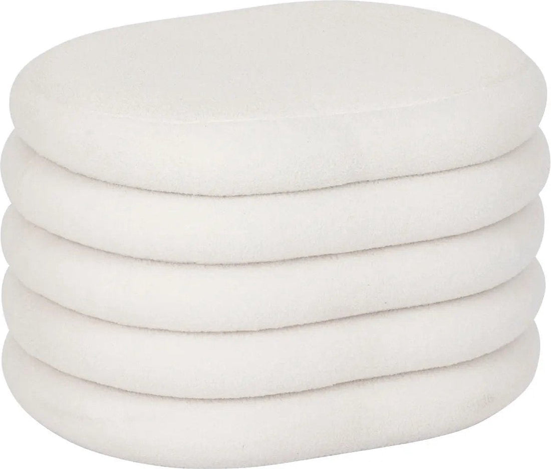 Atmosphera Pouf de rangement bouclé - 59x45x40cm - Blanc