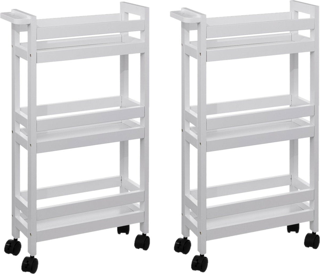 5Five Desserte de Cuisine - 2x - 3 Niveaux - Blanc - P15 x L40 x H75 cm