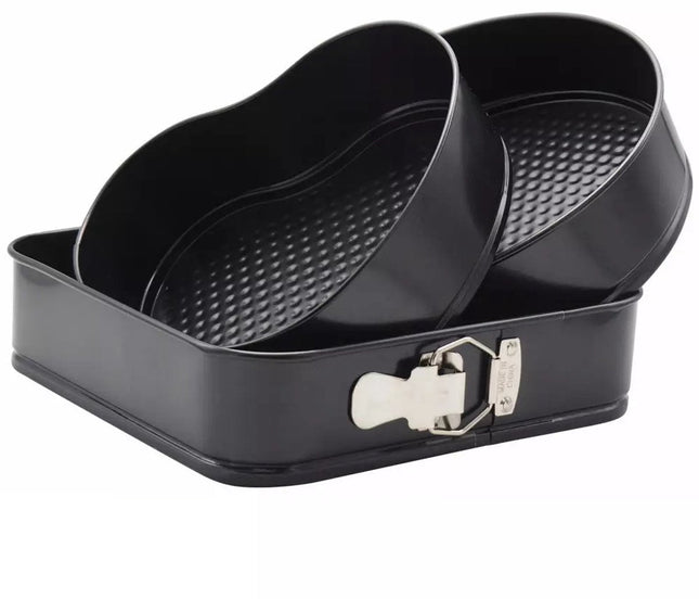 Klausberg Ensemble de moules de cuisson - 3 Pièces - Antiadhésif - Carré, Cœur, Rond - Modèle KB7184