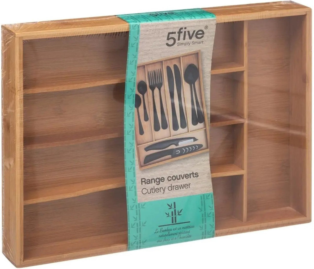 Secret de Gourmet bestekbak 5-vaks bamboe hout – keuken organizer 34 x 25 cm