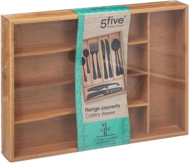 Secret de Gourmet bestekbak 5-vaks bamboe hout – keuken organizer 34 x 25 cm