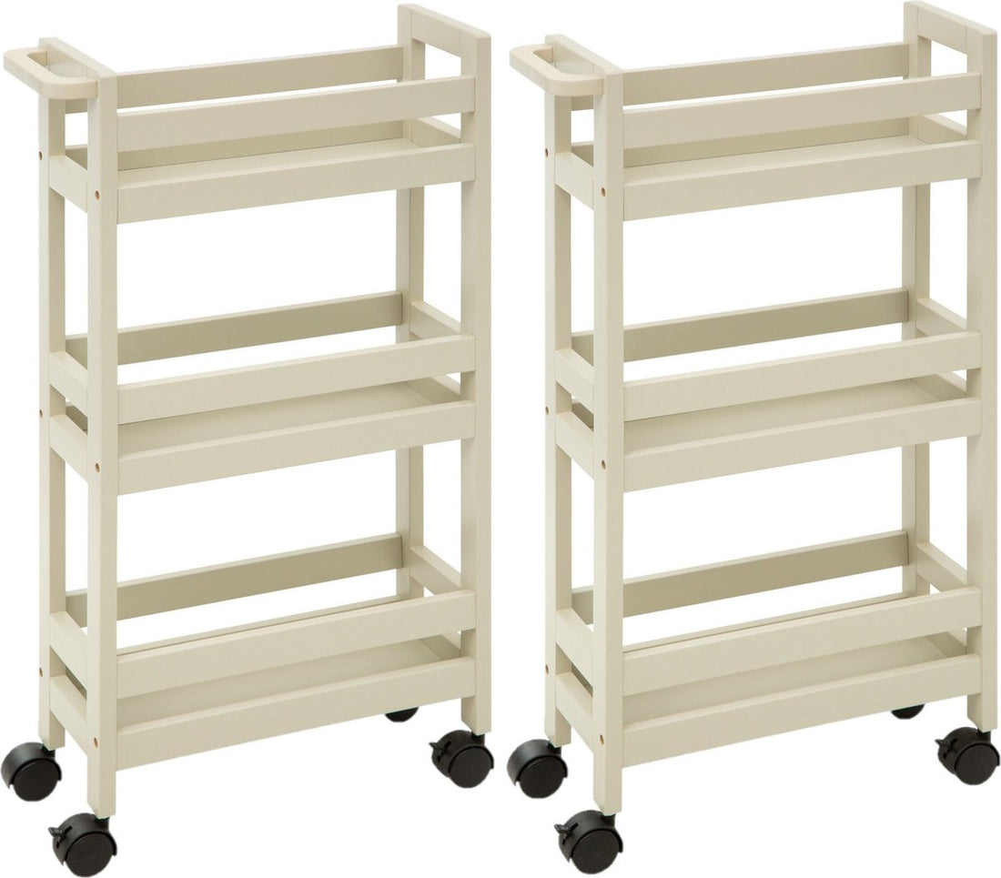 5Five Kitchen Trolley - 2x - 3-tier - cream white - D15 x W40 x H75 cm