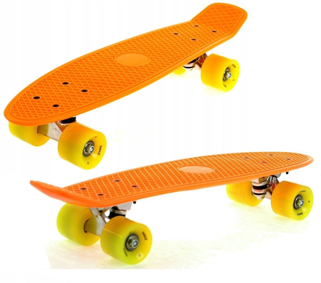 Kiamo Pennyboard – Mini Skateboard 57cm – Orange Deck with Yellow Wheels – ABEC-5 – Max. 100kg