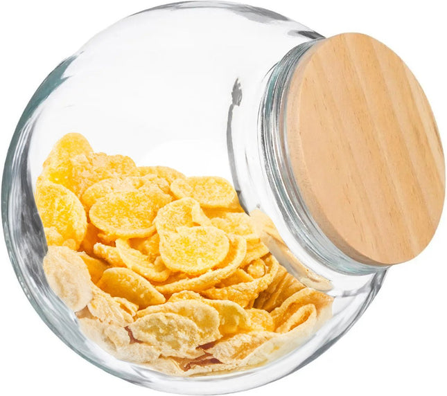 5Five snoeppot van glas met houten deksel – voorraadpot ca. 2 liter