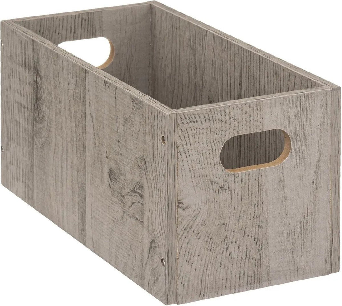 5Five Wooden storage basket / cupboard basket - grey - 7 litres - 31 x 15 x 15 cm - Storage boxes - Cube storage baskets