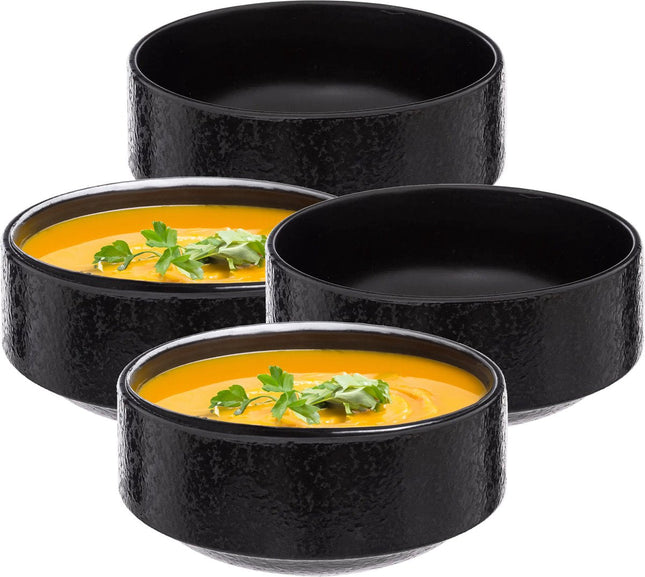 Secret de Gourmet soepkommen Loft – set van 4, antraciet keramiek, 420 ml