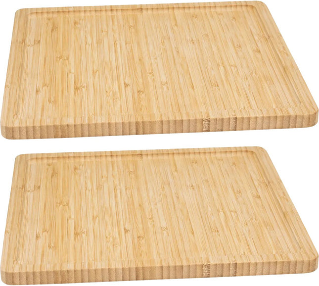 5Five Serveerplankje voor hapjes / fingerfood - 2x - 30 x 30 cm - bamboe hout - borrelplank - tapasplank