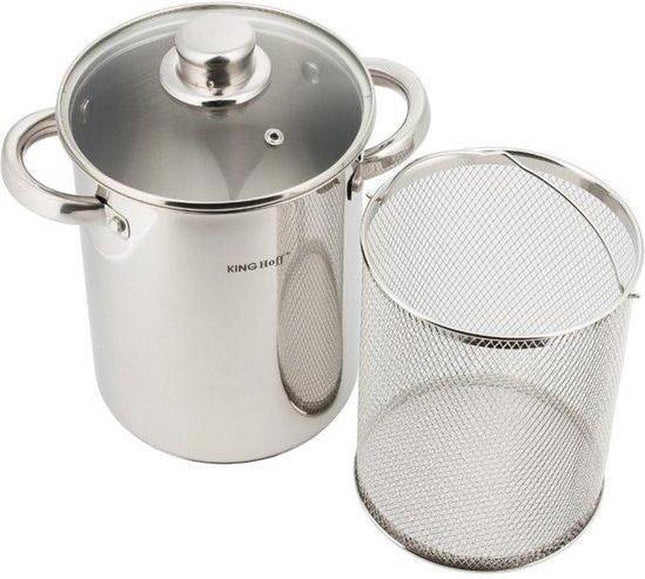 Kinghoff aspergepan RVS 16 cm, 4,3 liter – met zeefinzet en glazen deksel