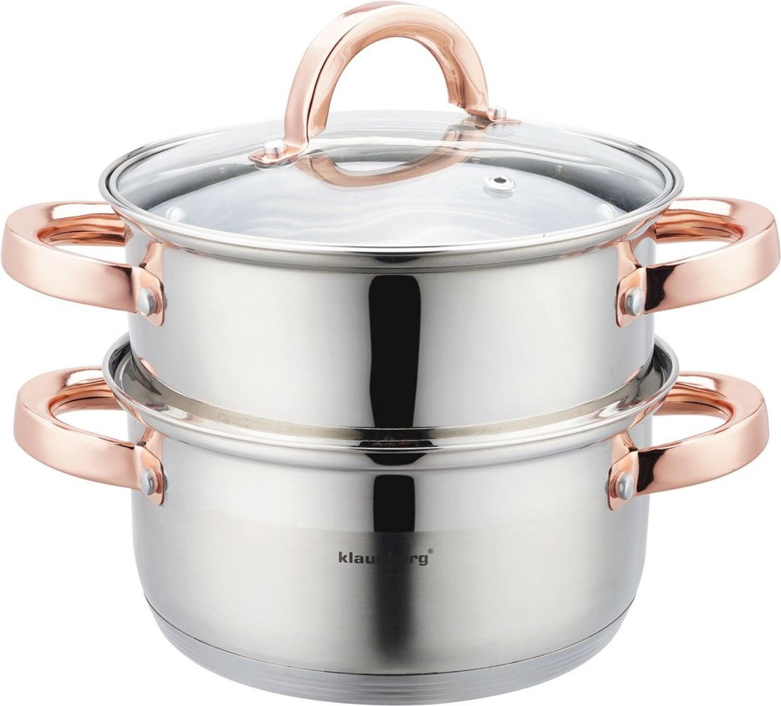 Klausberg 7725 stoompan 3-delig – RVS, Ø 18 cm, 2,5 liter, ook voor inductie