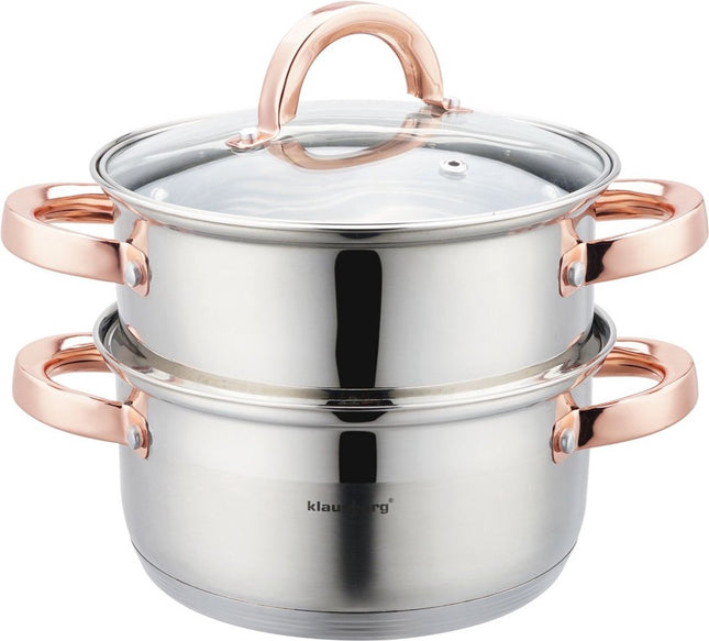 Klausberg 7725 stoompan 3-delig – RVS, Ø 18 cm, 2,5 liter, ook voor inductie