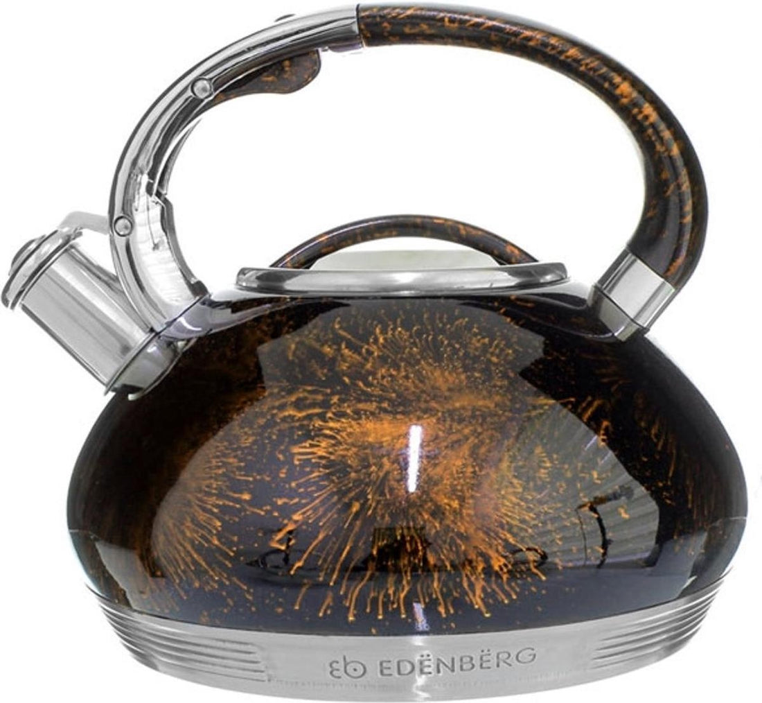 Edënbërg Luxe Whistling Kettle - 3.5 liters - Original Stainless Steel Whistling Kettle - Brown - Features a 7-Layer Bottom!