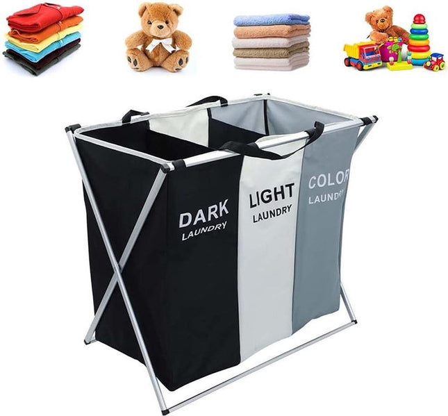 Freistehender Wäschekorb mit 3 Fächern – 135L Organizer
