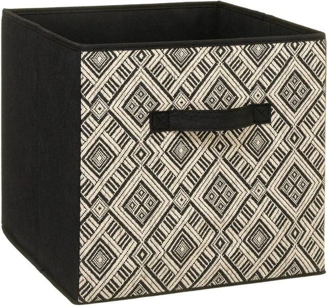 Storage basket / cupboard basket 29 liters black / cream polyester 31 x 31 x 31 cm - Storage boxes - Cube storage baskets