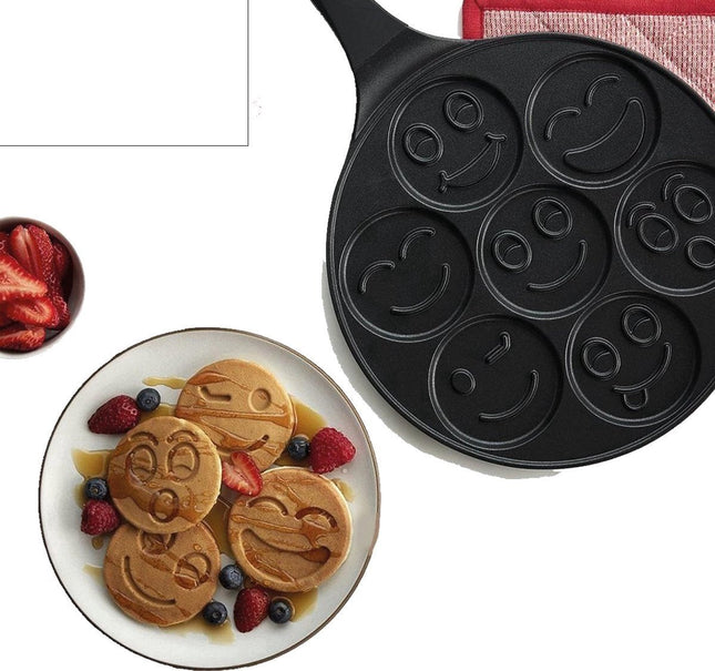 Qoock pannenkoekenpan met emoji-vormen – 26 cm, ook voor inductie