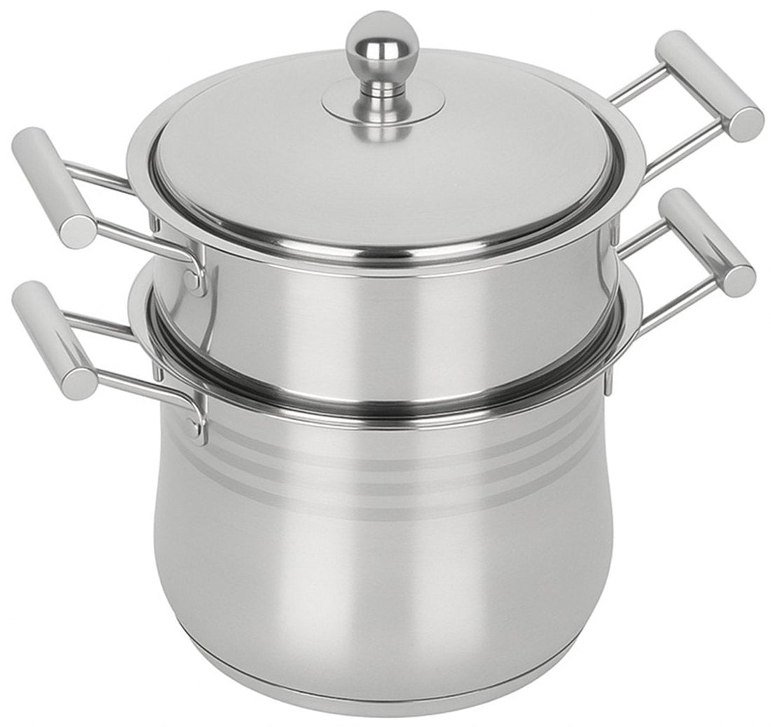 Hakal Couscous Pot 8 Litre - Stainless Steel Pan for Induction - PFOA Free - Suitable for All Heat Sources - Couscoussier - Steamer Pot