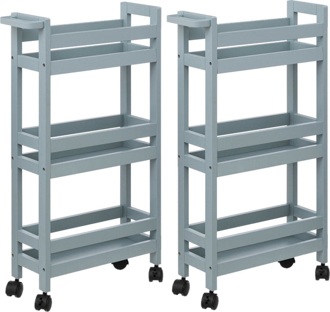 5Five Kitchen Trolley - 2x - 3-tier - ice blue - D15 x W40 x H75 cm