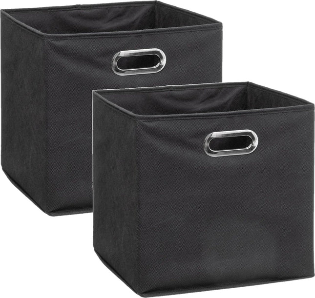 5Five Opbergmand / kastmand donkergrijs - Set van 2x stuks - linnen - 29 liter - 31 x 31 x 31 cm - Opbergbox - Vakkenkast manden