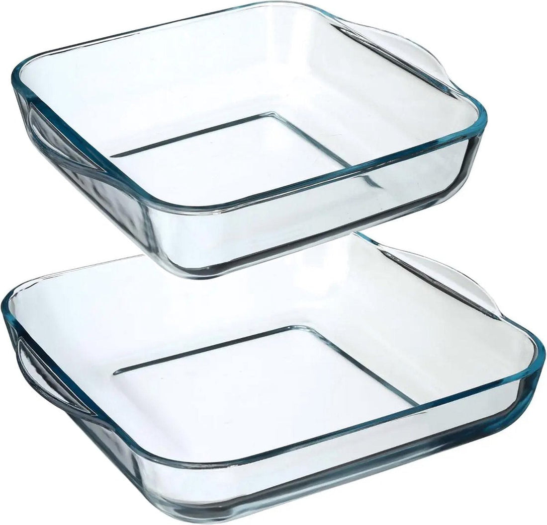 Secret de Gourmet ovenschalen - Vierkant - Glas - 2x - Dia 22/29 cm