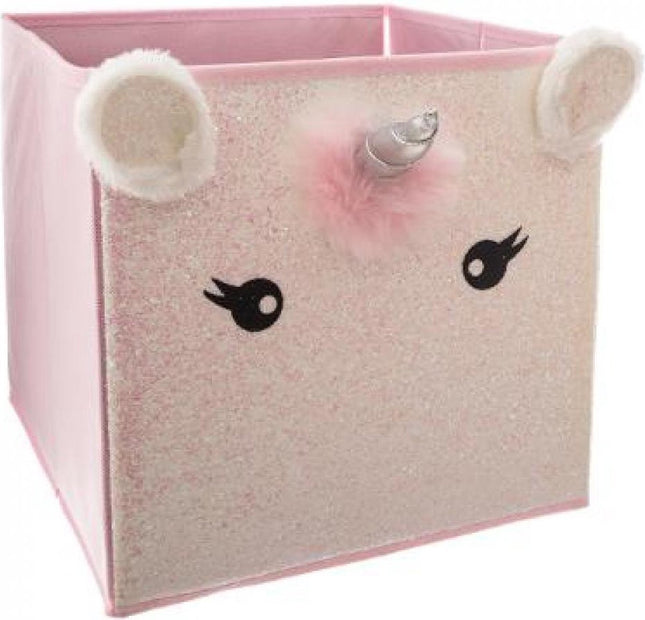 Atmosphera Kids eenhoorn opbergdoos met oortjes – opvouwbaar, roze, 29 cm