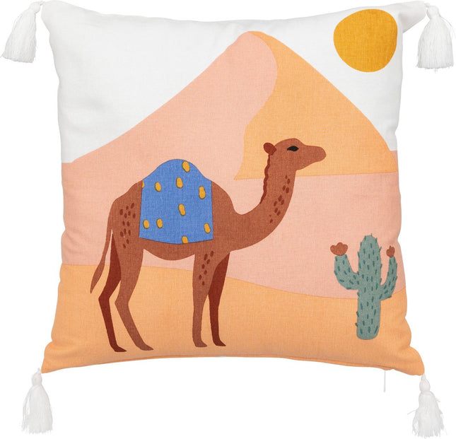 Atmosphera sierkussen Marrakech – kameel en woestijn, 40 x 40 cm, multi
