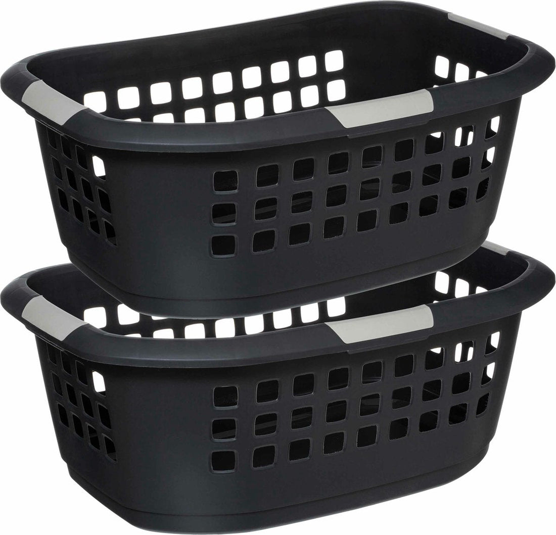 5Five Laundry basket extra large - 2x - anthracite - plastic - 51 liters - 67 x 47 x 27 cm