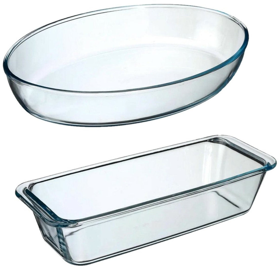 Secret de Gourmet ovenschalen set van 2 – glas, 35 x 25 cm en 31 x 12 cm