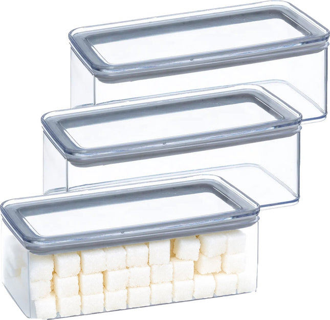 5Five Boîte de conservation - 4x - cuisine / alimentaire - plastique - 1000 ml - couvercle hermétique - transparent - 20 x 10 x 7 cm