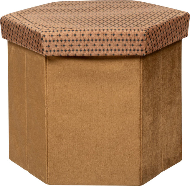 Atmosphera opvouwbare poef – bruin karamel, 40 x 38 x 46 cm