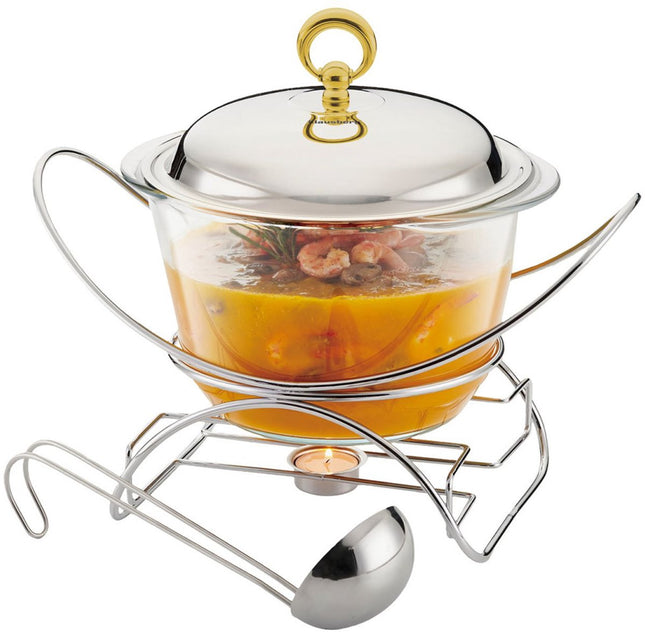 Klausberg 7920 - voedselverwarmer - pot vorm - RVS / glas / 4 liter